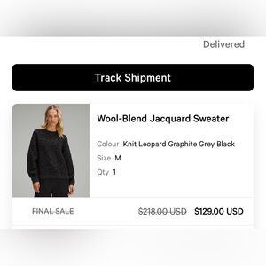 Lululemon wool blend sweater. Size medium.